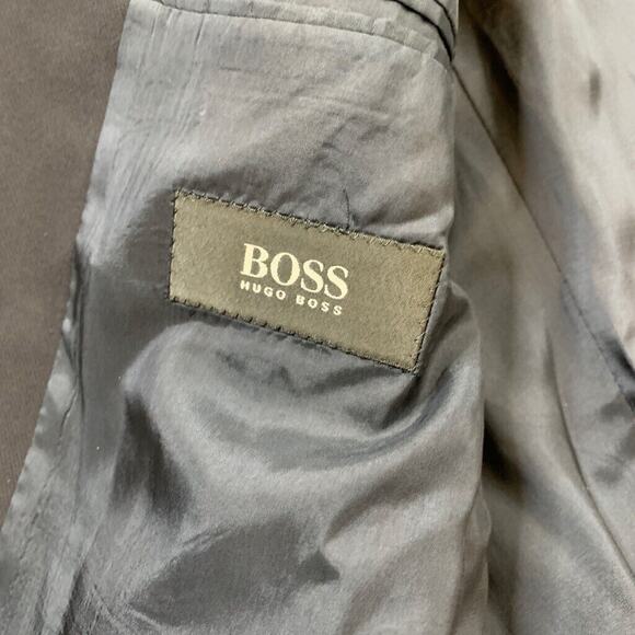 Vintage Hugo Boss Blazer Mens 42L Long Indigo Blue Wool Einstein Sigma Made USA - Picture 7 of 14